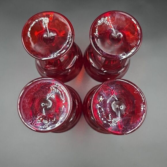 Fostoria Argus Ruby Red Stemmed Wine Sherbet Glasses 5" Vintage 8oz set of 4 - Picture 6 of 9